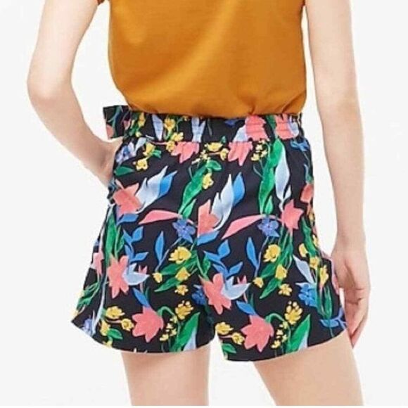 NWT J. Crew Navy Blue Floral Print Tie Waist Shorts Cotton Pockets Style AL595 - Picture 3 of 7